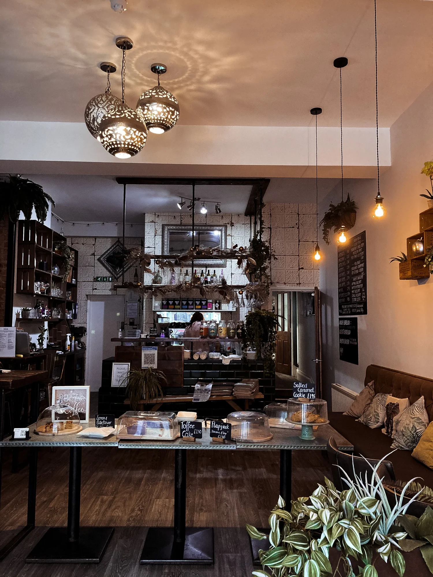 Warm cafe interior on Maple Street