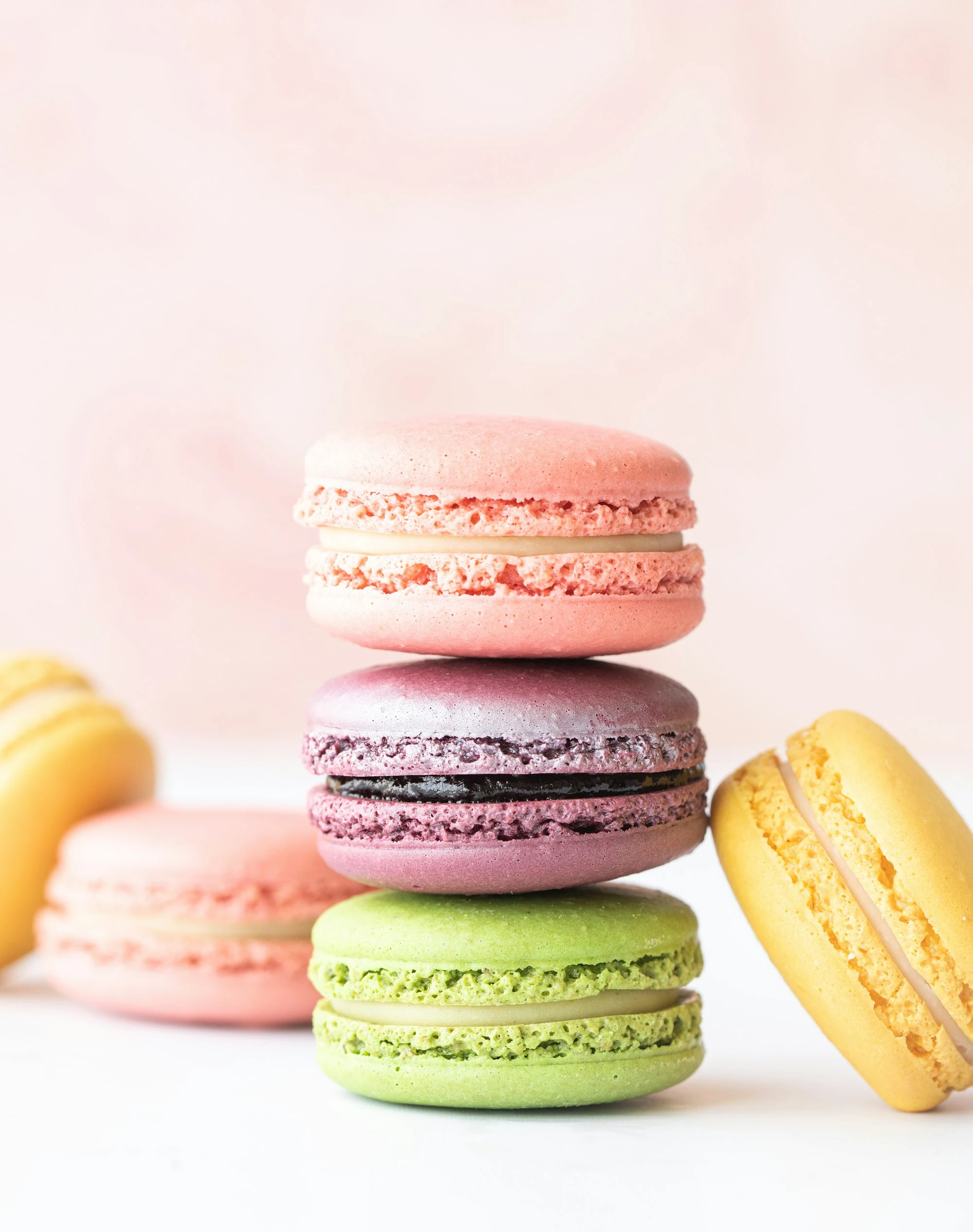 Stack of pastel macarons