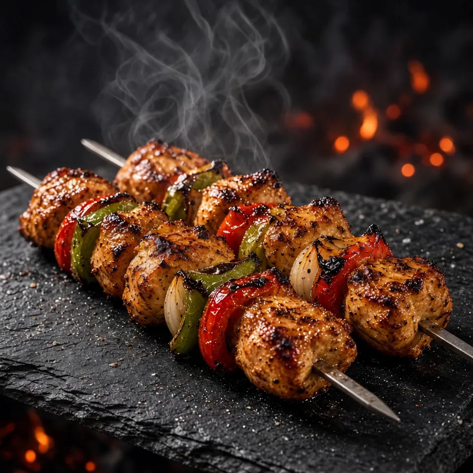 Chicken kabob over the coals