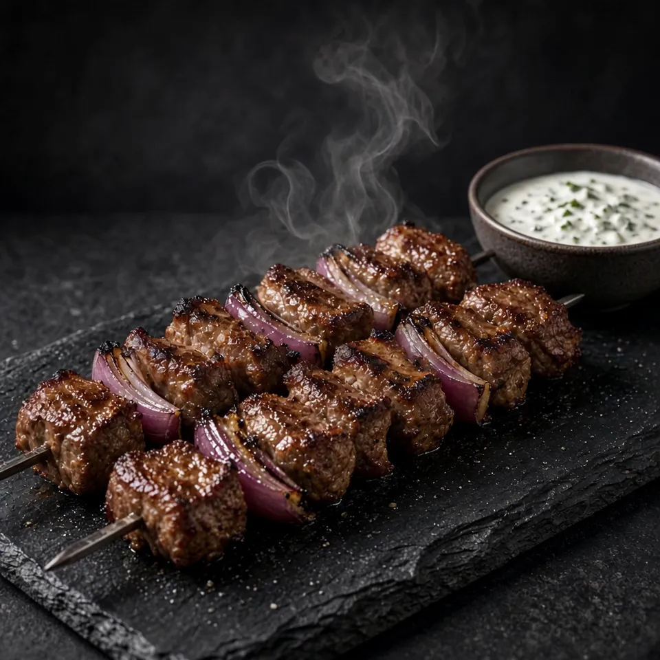 Lamb kabob with char