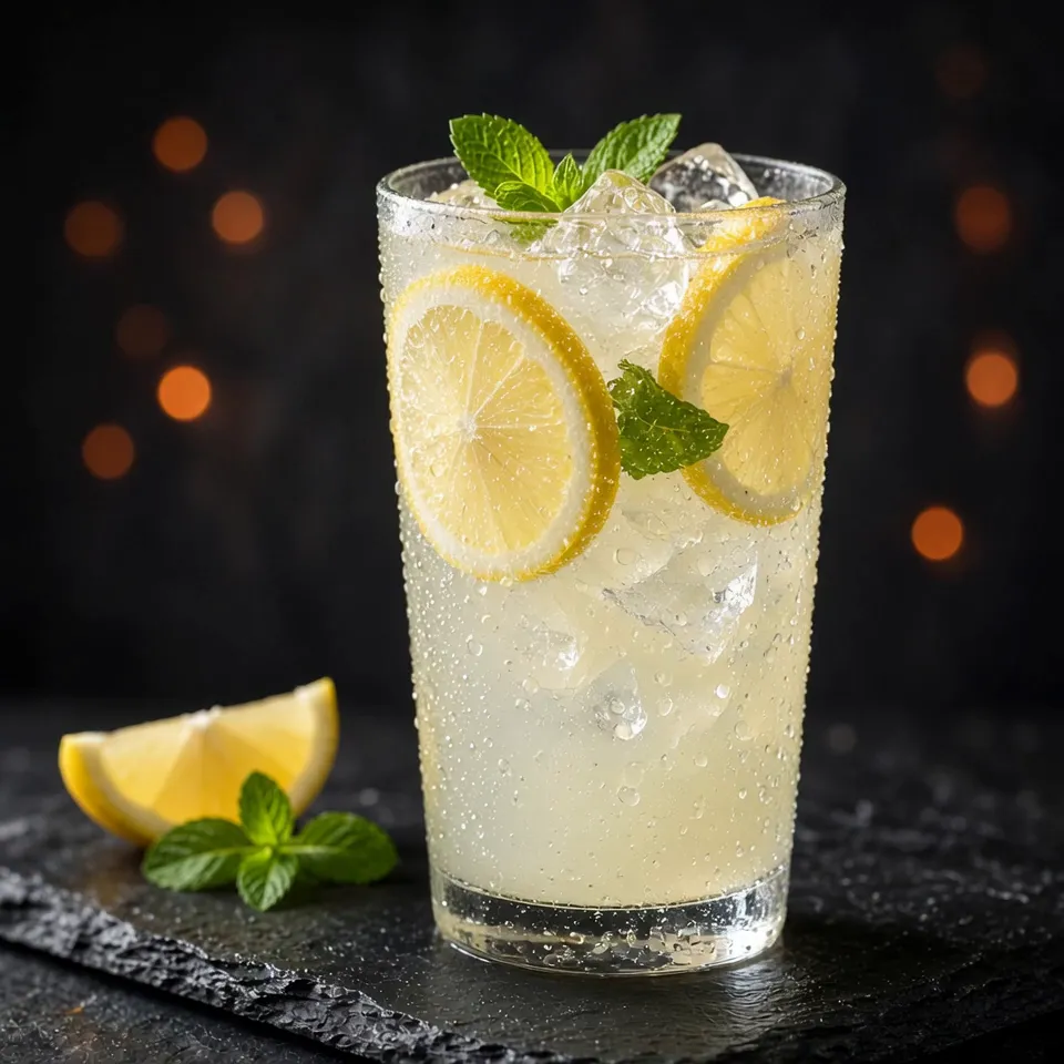 Glass of lemonade with ice