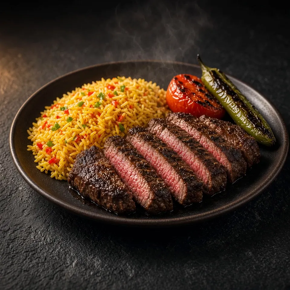 Steak plate with grill marks